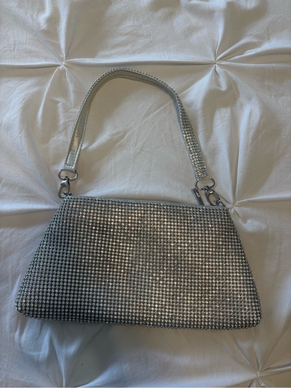 Silver Crystal-Embellished Women’s Shoulder Bag